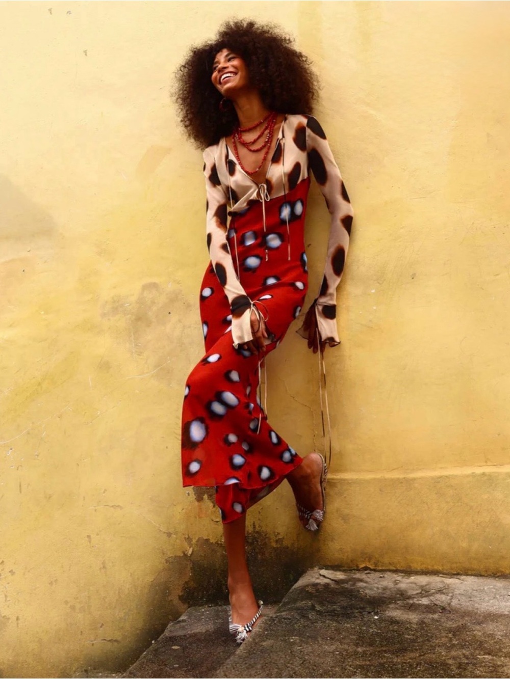 Rat & Boa Sabine Printed Slip Long Sleeve Maxi Dress
